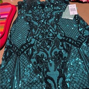 Teal Sequin Embellished Dress